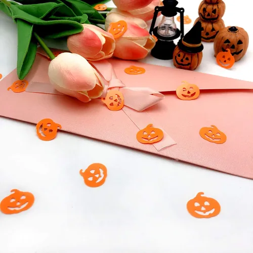 Miniatura 4 de Calabazas confeti de Acción de Gracias, Halloween, fiesta, decoración de mesa, suministros de decoración de mesa con purpurina metálica