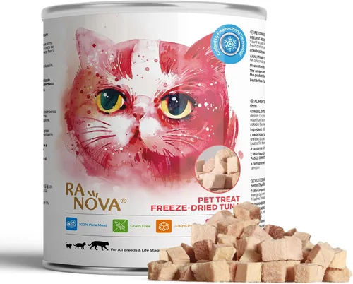 Miniatura 7 de RA NOVA Golosinas liofilizadas para gatos, 100% sin granos de pechuga de pato, cruda, natural equilibrio, ingredientes limitados, bocadillos