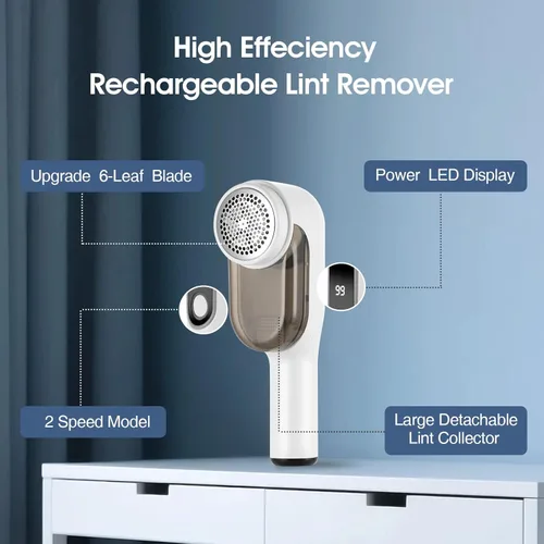 Miniatura 3 de Desfuzzer eléctrico para afeitadora de tela, removedor de pelusa recargable con pantalla LED, removedor de píldoras de suéter de 2 velocidades