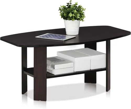 Furinno Mesa de centro de diseño simple, nogal oscuro