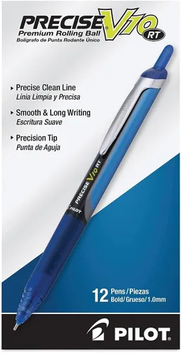 Miniatura 3 de Pilot, Precise V10 RT - Bolígrafos recargables y retráctiles, punta gruesa de 0.039 in, color azul, paquete de 12