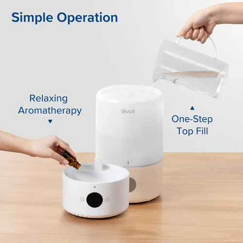 Miniatura 6 de LEVOIT Humidificadores inteligentes de llenado superior de niebla fría para dormitorio con sensor, ajuste automático de humedad, aplicación y Blanco