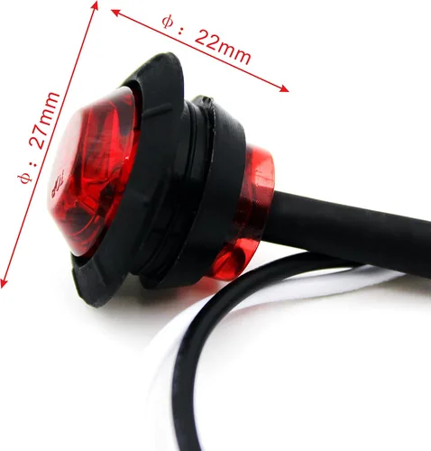 Miniatura 4 de KEING Paquete de 10 luces LED redondas de 3/4 pulgadas, color rojo, indicador, luz indicadora lateral para camión, remolque, caravana, cabina