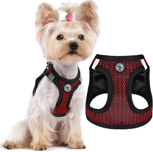 Miniatura 8 de Arnés para perro pequeño sin estrangulamiento, arnés de malla para cachorros, chaleco reflectante ligero para gatos, plateado, XS