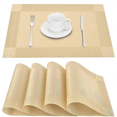 Miniatura 24 de GIVERARE Juego de 6 manteles individuales de vinilo tejido resistente al calor, antideslizante, lavable, fácil de limpiar, tapetes de plástico