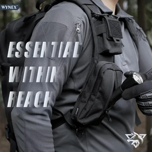 Miniatura 8 de WYNEX Bolsa de accesorios Molle de doble cremallera, bolsa de bolsillo para mochila, correa para el hombro, accesorio Molle, accesorios tácticos