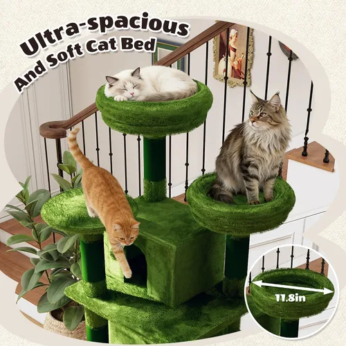 Miniatura 5 de Árbol de gato de 71 pulgadas de alto para gatos grandes, torre de gato resistente de varios niveles con postes rascadores de sisal y condominio