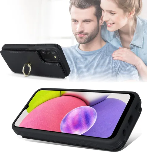 Miniatura 4 de Lipvina Funda para Samsung Galaxy A03s con tarjetero, Galaxy A03s Funda tipo cartera para mujer, tarjetero de crédito, soporte de anillo, fundas