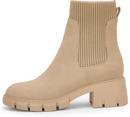 Miniatura 3 de Botines Chelsea con suela de plataforma para mujer botines de combate elásticos con tacón grueso