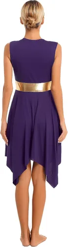 Miniatura 37 de easyforever Vestido de baile sin mangas con bloques de color para mujer, alabanza litúrgica, ropa de baile lírico, vestido de bata de adoración