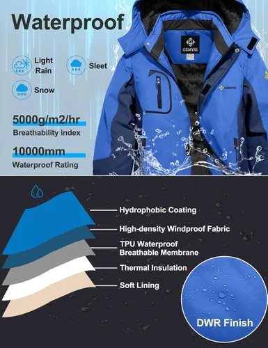 Miniatura 5 de GEMYSE Chaqueta de esquí impermeable para niños, chaqueta de invierno a prueba de viento con capucha