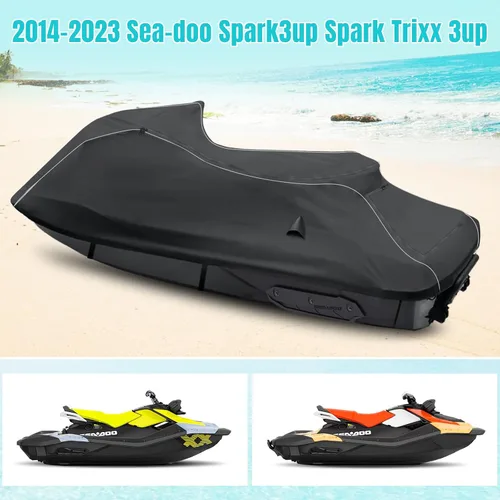 Miniatura 7 de Funda impermeable para moto acuática, ajuste personalizado para Sea-doo Spark3up Spark Trixx 3up, 600D Oxford a prueba de rayos UV, remolcable