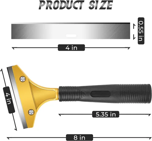 Miniatura 2 de DIYSELF Rascador de azulejos, herramienta resistente con cubierta protectora, hoja de afeitar dorada para quitar pintura, papel tapiz, pegamento