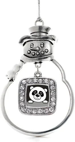 Miniatura 210 de Inspired Silver - Adorno de rodillo de reina - Adorno cuadrado de plata con muñeco de nieve con joyas de circonita cúbica