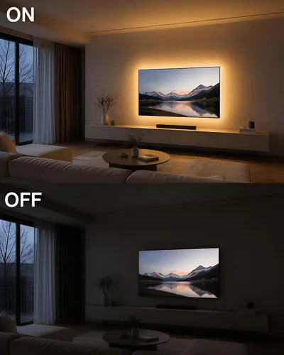 Miniatura 6 de LUXJET - Luz recargable con sensor de movimiento para armario, tira LED flexible de 1 m con 30 luces LED, sensor PIR y de luz, luz nocturna blanca