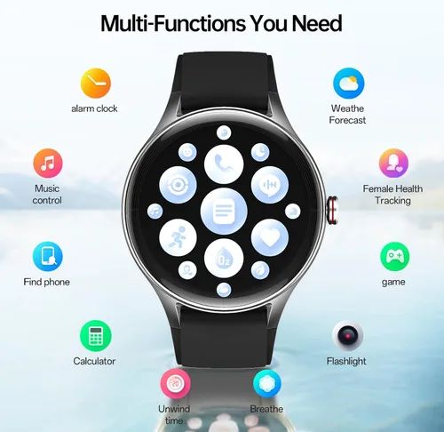 Miniatura 7 de Woneligo Relojes inteligentes para hombres y mujeres, reloj AMOLED de fitness con pantalla táctil de 1.57 pulgadas para iPhone y Android, monitor