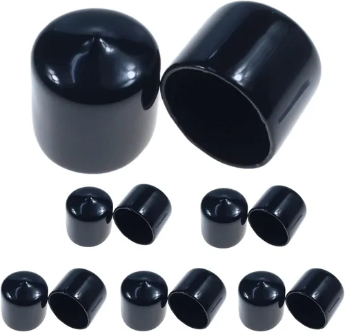 Miniatura 25 de Acocony Tapones de goma redondos de 1 pulgada, tapones de plástico de PVC flexible para agujeros redondos, color negro, paquete de 12