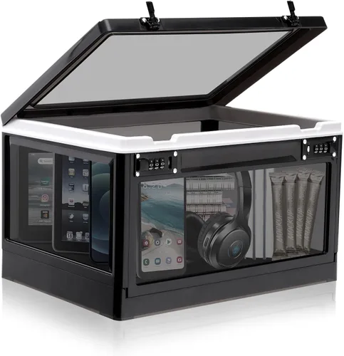 Miniatura 7 de Lalifebuss Caja de seguridad grande para artículos personales, caja de almacenamiento con cerradura de combinación de 24 litros para casillero