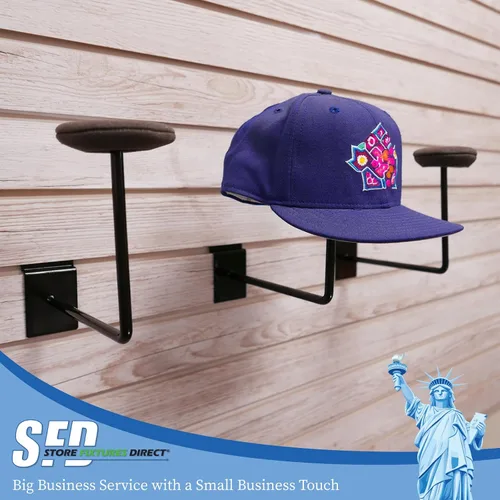 Miniatura 7 de Slatwall - Exhibidor de sombrero, estante de exhibición de sombreros Millinery con almohadilla de espuma, color negro, 1 unidad