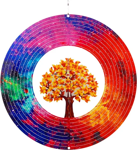 Spring Song Árbol de la vida 3D Kinetic Wind Spinner para patio y jardín, de acero inoxidable, para interiores y exteriores, decoración colgante de