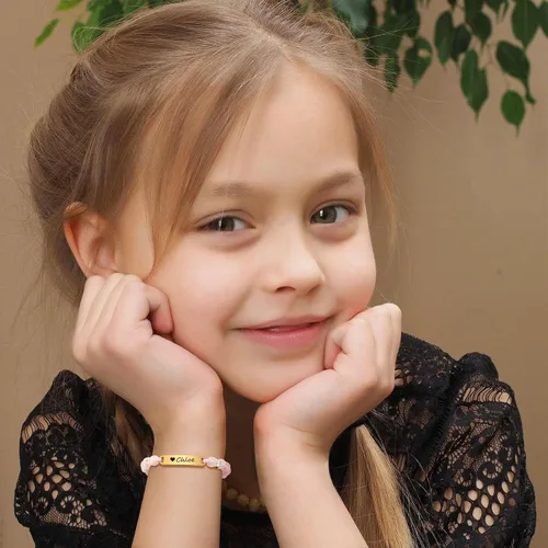 Miniatura 16 de Pulsera de barra para bebé: chapado en oro de 18 quilates, pulsera con placa de identificación personalizada para niños pequeños de mamá, nombre