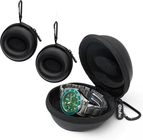 Miniatura 8 de Ohuhu Funda de reloj de viaje para hombres y mujeres, organizador portátil de almacenamiento de reloj individual con diseño elevado de 2.205 in