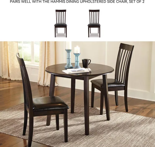 Miniatura 5 de Signature Design by Ashley Hammis - Mesa redonda de comedor con hojas abatibles, hasta 4 asientos, hojas abatibles con bisagras, madera, 36.38
