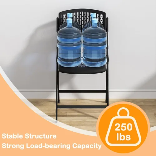 Miniatura 7 de Ytaoka Silla plegable negra con asiento de malla transpirable y marco de metal resistente para interiores y exteriores, fiestas, eventos, bodas