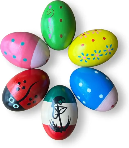 Musfunny Egg Shakers Percussion Instruments: 6Pcs Wooden Maracas, Hand Percussion Shaker, Loud Resonant Sound Musical Instrument for Music Education