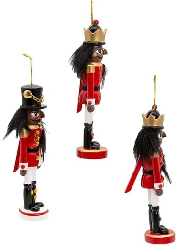 Miniatura 2 de The Bridge Collection Adornos de cascanueces afroamericanos – Juego de 3 – Acentos de soldado de Navidad para decoración navideña – Cascanueces