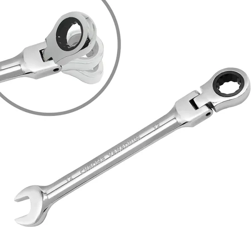 Miniatura 11 de Llave de trinquete de cabeza flexible de 15 mm, llave combinada de acero al cromo vanadio de 12 puntas con engranaje de trinquete de 72 dientes