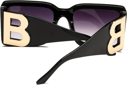 Miniatura 18 de PORADAY Gafas de sol cuadradas grandes de moda para mujeres y hombres, marco grueso negro de lujo, gafas de sol modernas con montura grande