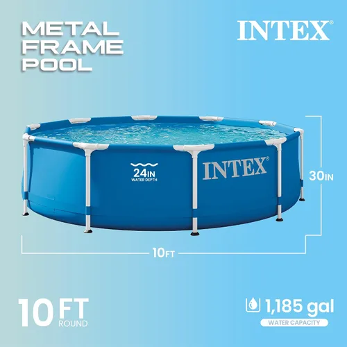 Miniatura 2 de Intex 28200EH - Piscina redonda de 10 pies x 30 pulgadas para 4 personas, marco de metal para exteriores, sobre el suelo, con fácil instalación