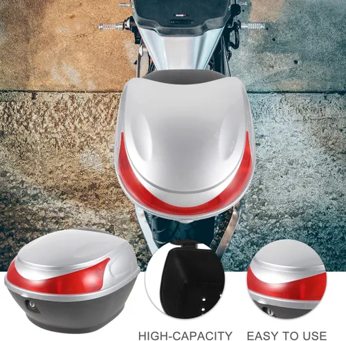 Miniatura 6 de Maletero de motocicleta de 11.81 x 11.02 x 8.26 pulgadas, caja trasera de gran capacidad, con bloqueo de seguridad, almacenamiento trasero