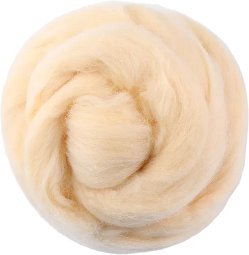 Miniatura 22 de 3.53 oz lana Roving, suministros de fieltro de lana, lana pura, hilo grueso, hilado de lana giratoria para fieltro de aguja, fieltro húmedo, Blanco