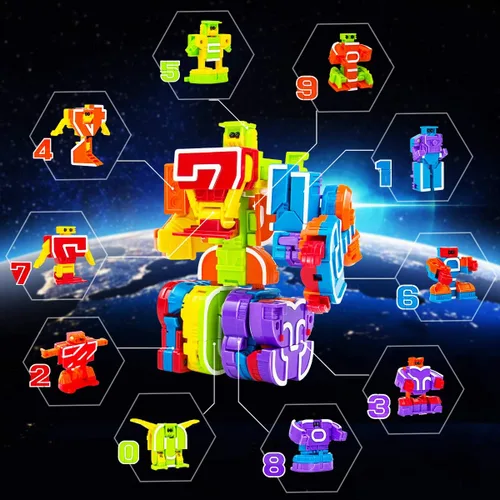 Miniatura 3 de Lydaz Robot de números para niños de 3 a 5 años, juguete educativo de matemáticas STEM con bloques de números, juguetes sensoriales para autismo
