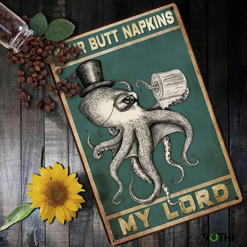 Miniatura 4 de Decoración Divertida Inspirada en el Mar, «Your Butt Napkins My Lord» Cartel de Metal Retro; Decoración Náutica para Baño, Inodoro, Baño, Arte
