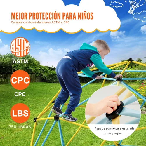 Miniatura 5 de VEVOR - Cúpula de escalada de 10 pies, escalador de cúpula geométrica con hamaca y columpio, gimnasio de jungla con capacidad de 750 lb y fácil