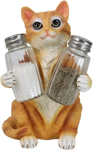 Ebros Gift Gatito felino peludo de cristal para salero y pimentero, figura de 8.25 pulgadas de alto, loco para gatos, gatito, decoración de mascotas