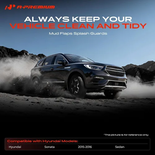 Miniatura 2 de A-Premium Juego de 4 unidades de guardabarros con accesorios compatibles con Hyundai Sonata, 2015-2016, sedán, color negro, delantero y trasero