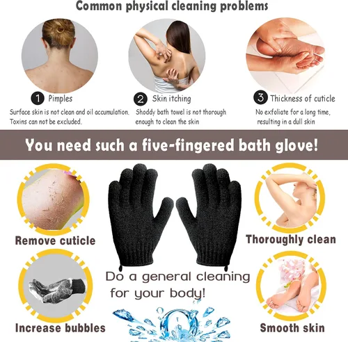 Miniatura 3 de MIG4U Guantes Exfoliantes para Ducha, Guantes de Baño para Lavado Corporal, Eliminación de Piel Muerta, Esponja Loofah de Limpieza Profunda