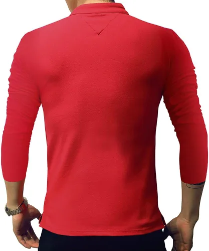Miniatura 4 de LOGEEYAR Camisa polo de moda para hombre, de manga larga, ajustada, Henley, ropa de algodón piqué