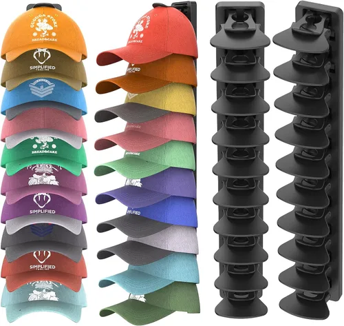 Organizador de Sombreros para Gorras de Béisbol que Sostiene Hasta 40 Sombreros, Paquete de 2 Percheros de Sombreros para Pared, Soporte de