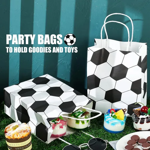 Miniatura 6 de Zonon 24 bolsas de papel para fanáticos del fútbol, bolsas de regalo de fútbol para fanáticos del deporte, golosinas para niños y adultos, fiesta