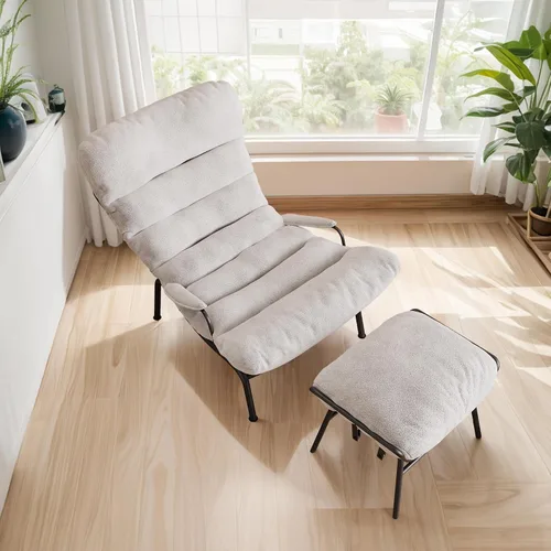 Miniatura 12 de ovios Mecedora con otomana, reclinable deslizante con reposapiés, sillón de acento perezoso con cómodo cojín para sala de estar, dormitorio