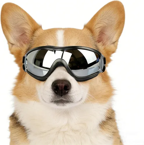 Miniatura 10 de Gafas de sol transparentes para perros NAMSAN y gafas de sol negras para perros de raza mediana a grande, 2 piezas, protección ocular para perros al