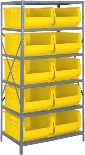 Miniatura 114 de Quantum QSBU-245BK Heavy Duty Shelving Unit with (7) Shelves and (24) QUS245 Black Bins for Garage Warehouse Storage Distribution 400 lb Load