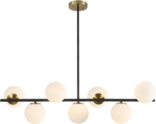 Miniatura 17 de KCO Iluminación Moderna de 7 Luces de Níquel Cepillado en Metal Grande Lámpara de Techo Nórdica con Globo de Vidrio Transparente Lámpara Colgante