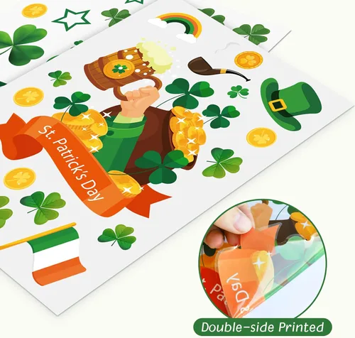 Miniatura 7 de Calcomanías estáticas reutilizables para ventana del día de San Patricio, estilo duende grande, reutilizables, para decoraciones del día de San