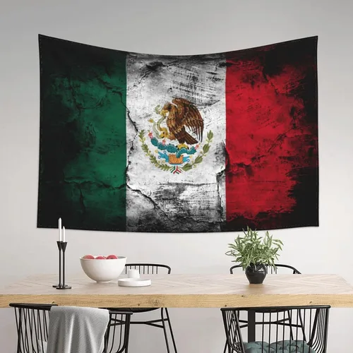 Miniatura 2 de LIYAKITO Tapiz de bandera de México, águila, para colgar en la pared, decoración artística de pared para dormitorio, sala de estar, dormitorio, Retro